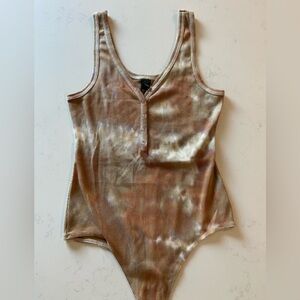 Wild Fable Tie-Dye Woman’s Bodysuit  One Piece in Brown and Cream
